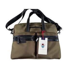 Pajar Canada Mens Nylon Laptop Briefcase Messenger Bag Olive Green Black NWT